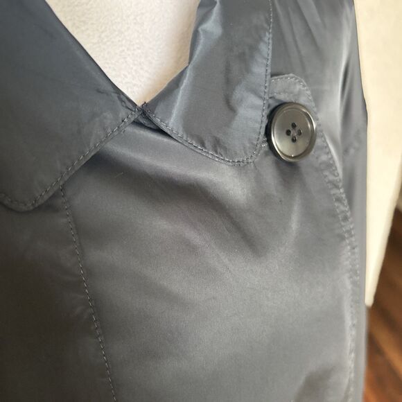 Gap Black Long Double Breasted Trench coat Raincoat Size Large - Picture 3 of 8